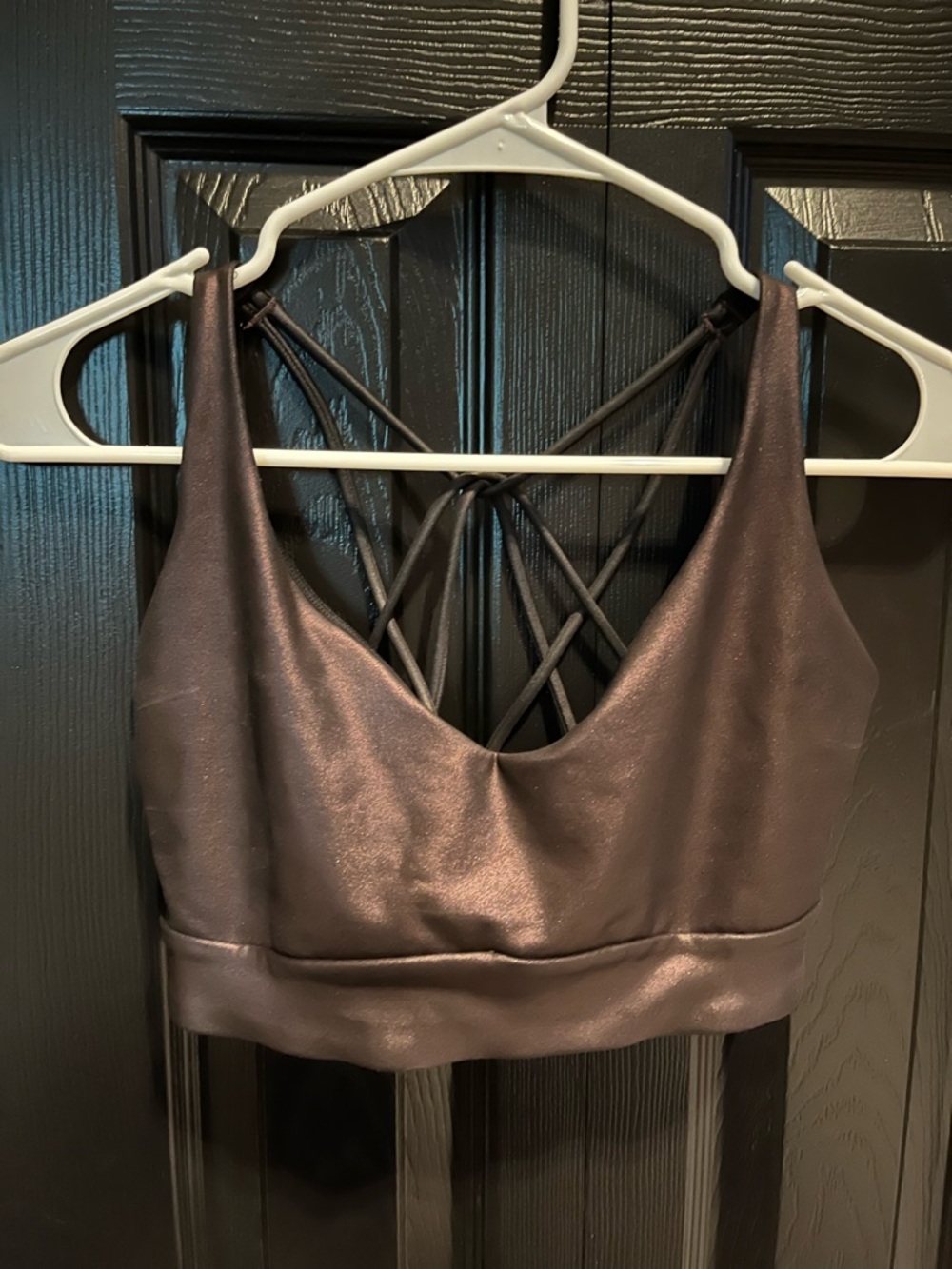 Athleta Shiny plum purple Strappy Sports Bralette